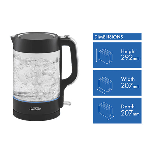 Sunbeam Glass Kettle Dark Canyon Black