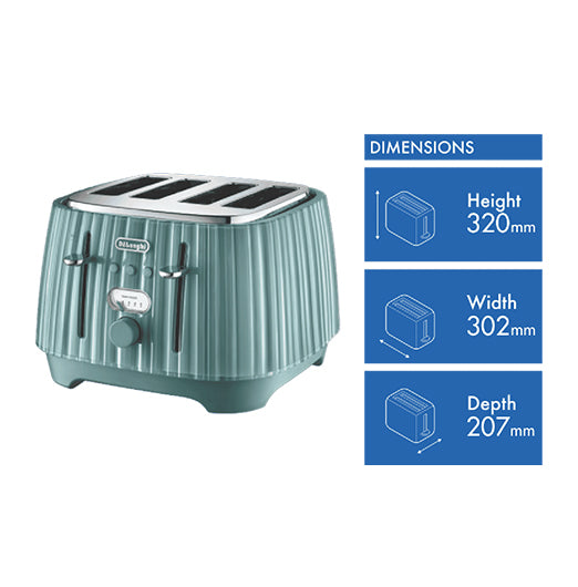 DeLonghi Ballerina 4 Slice Toaster Laguna Green