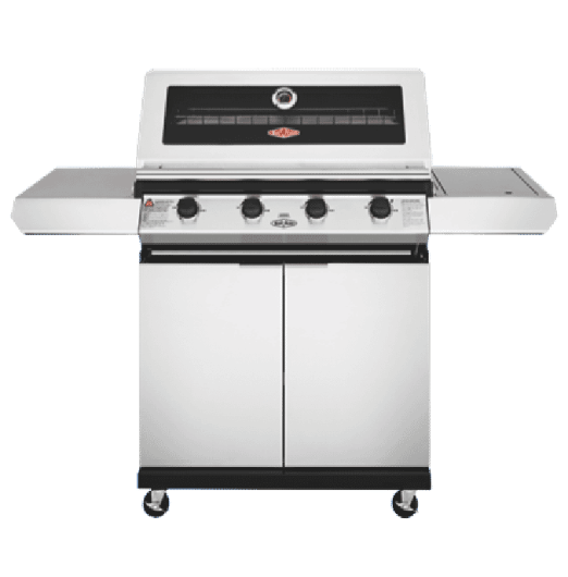 BeefEater 1200 Series Stainless Steel 4 Burner BBQ & Trolley w/ Side Burner, Cast Iron Burners & Grills