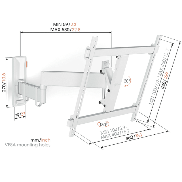 Vogels Full Motion+ TV Wall Mount White 32-65"