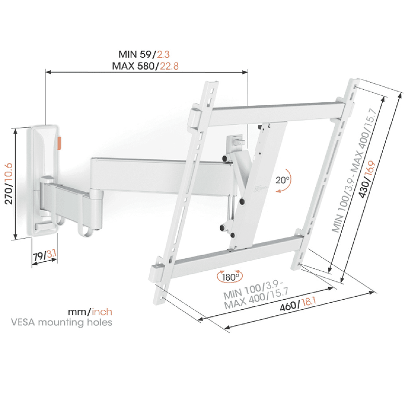 Vogels Full Motion+ TV Wall Mount White 32-65"