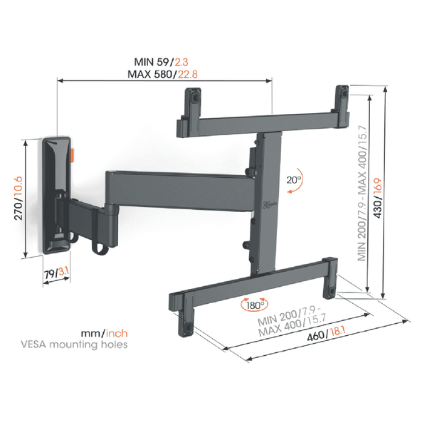 Vogels Full Motion+ OLED TV Wall Mount 32-65"