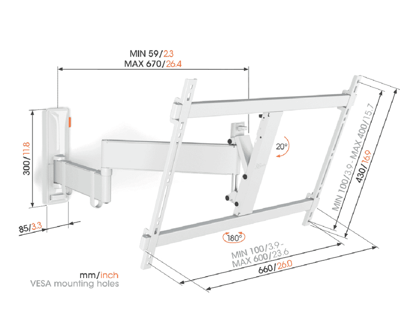 Vogels Full Motion+ TV Wall Mount White 40-77"