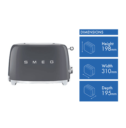 Smeg 50's Style 2 Slice Toaster Grey