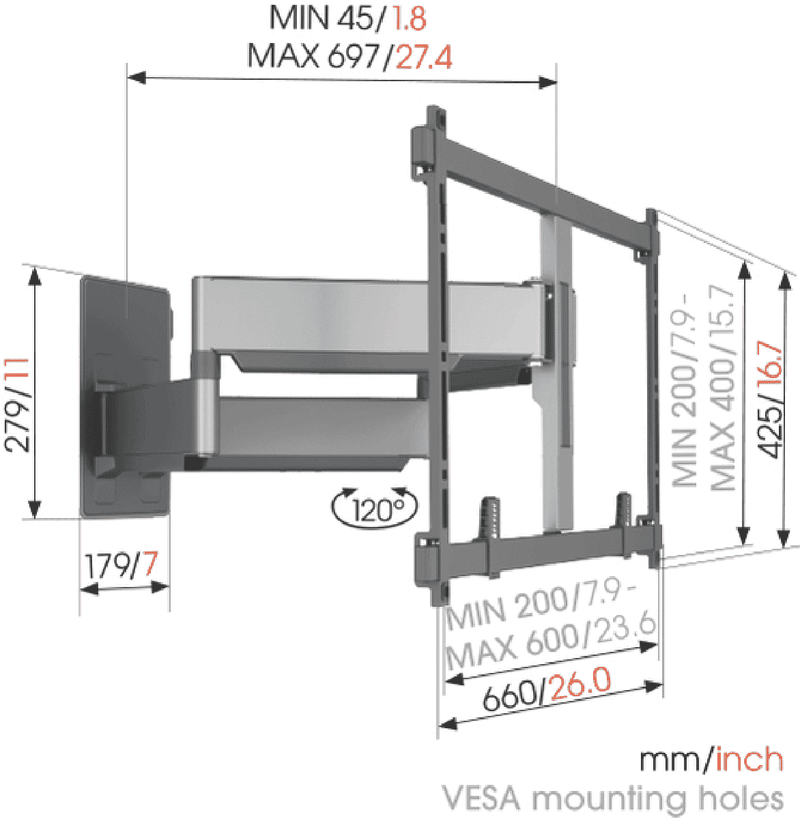 Vogels Ultra-Slim Elite Forward Full Motion TV Wall Bracket (Extra Large (55-100")