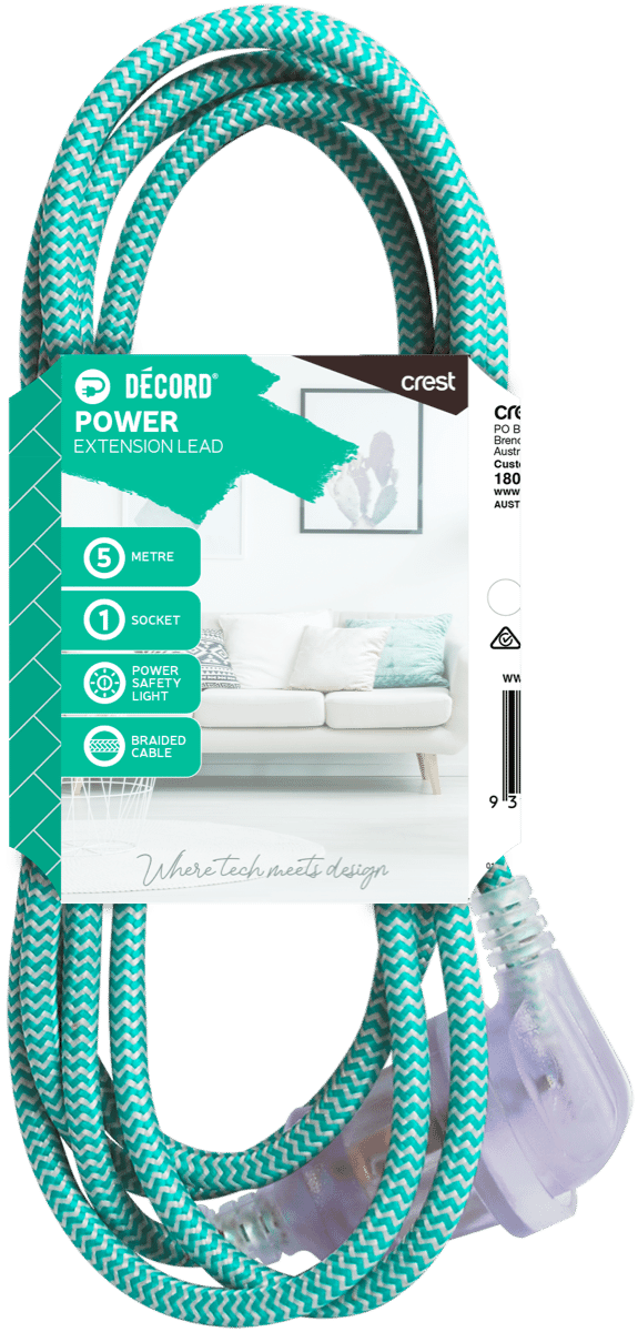 Crest Decord Braided Extension Lead 5m (Green)