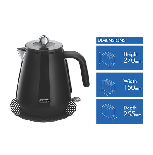 DeLonghi Eclettica 1.7 Litre Kettle Bold Black