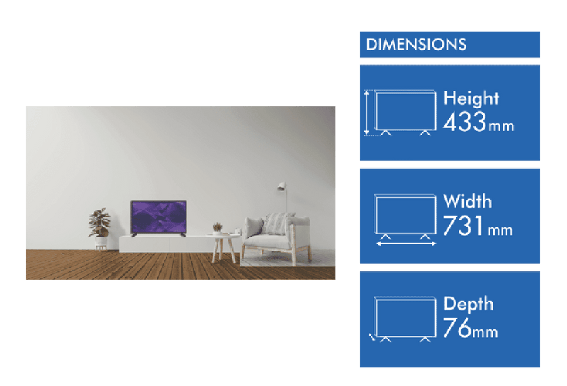 Linsar 32" HD WebOS Smart TV with 12V Adaptor