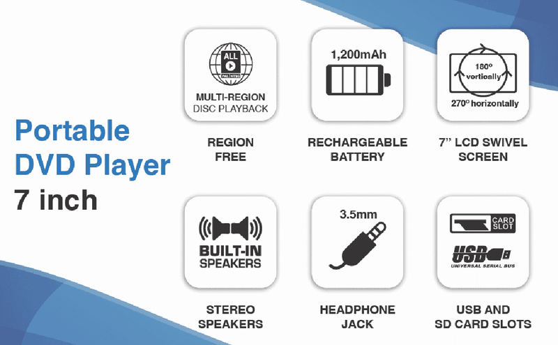 Laser Portable DVD Player 7" 2024