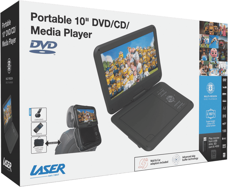 Laser 10 Portable DVD Player With Anti-Skip Technology 2024