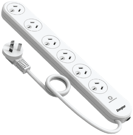 Energizer 6 Outlet Power Board with Surge Protection