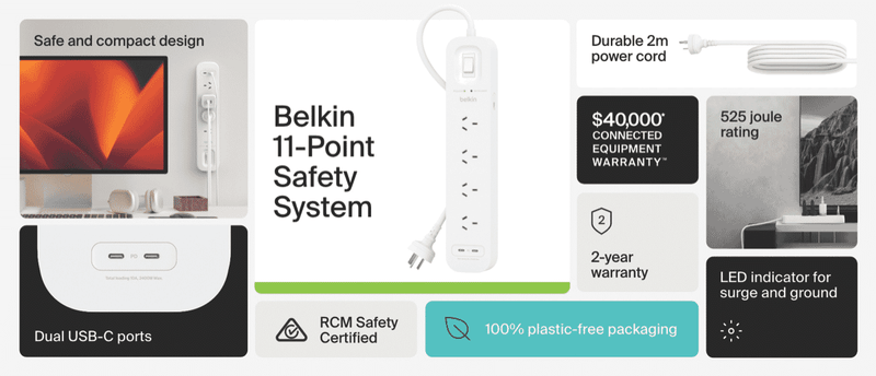 Belkin SurgePro 4-Outlet Surge Protector with Dual USB-C
