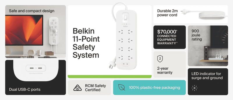 Belkin SurgePro 8-Outlet Surge Protector with Dual USB-C
