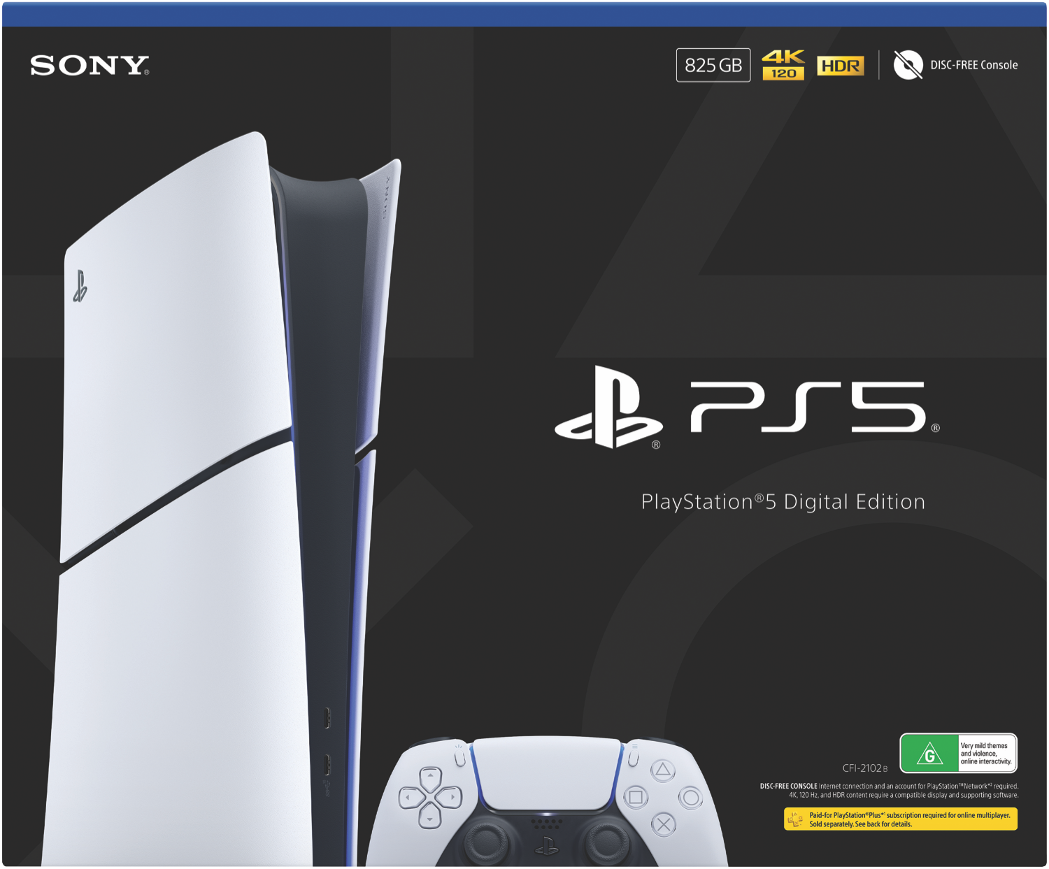 Sony PlayStation 5 Slim Console Digital Edition 825GB White – front view