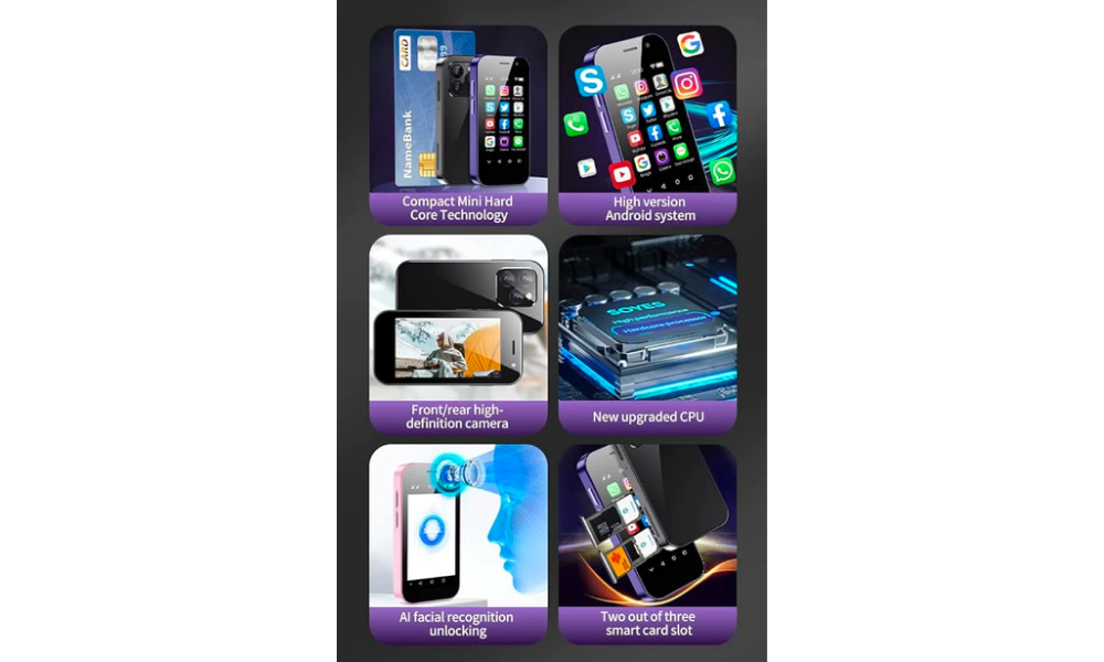 Mini Mobile Phone 4G Smartphone, 3 Inch Smartphone Android 9, Dual SIM, Face Recognition, GPS, OTC,Google Play Unlocked Phone(Black) (3GB+64GB) - Layaway AU