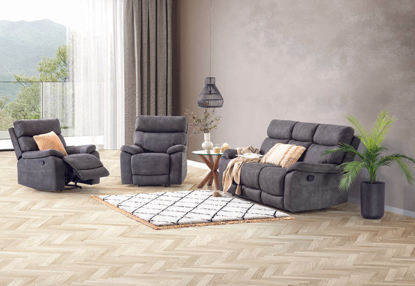 ALFRED Fabric 3 Seater with 2 Inbuilt Recliners