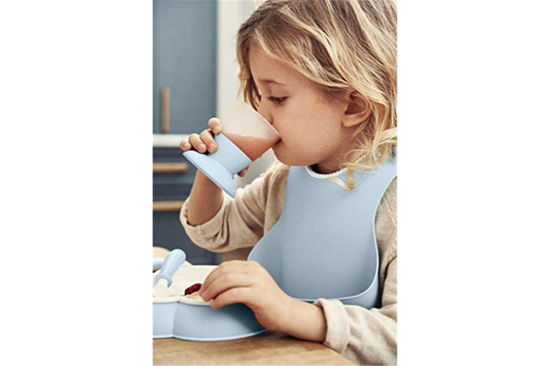Ozstock Bib With Food Catcher Reusable 1pk 25cm x 21cm 6mths+ Pink Blue