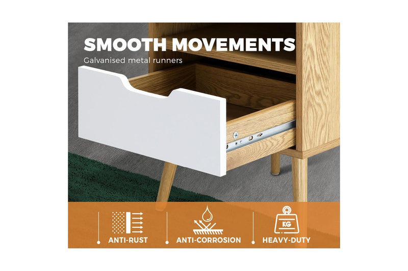 Oikiture Bedside Table White