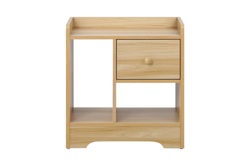 Oikiture Bedside Tables Set of 2 Nightstand Shelf Natural
