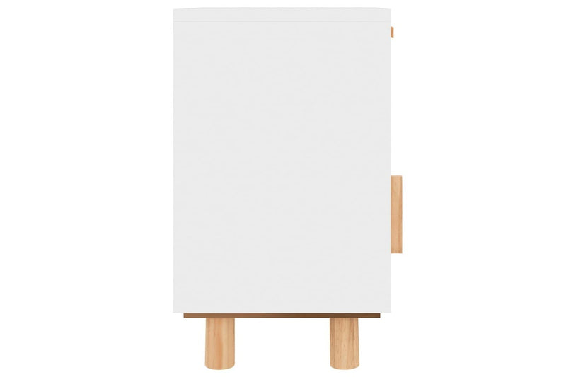 Bedside Cabinet White Solid Wood Pine and Natural Rattan vidaXL