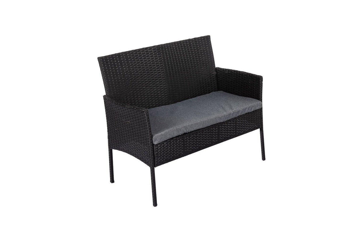 4 Seater Wicker Outdoor Lounge Set – Black Camping Chairs