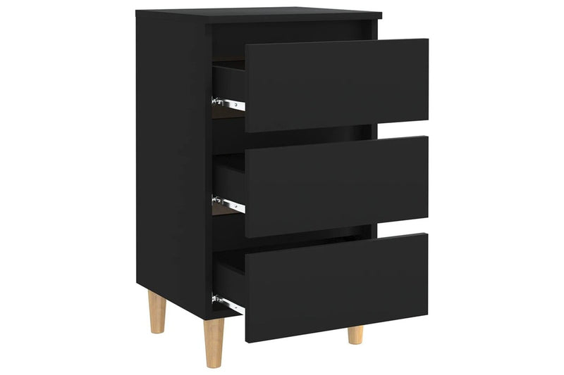 Bed Cabinets With Solid Wood Legs 2 Pcs Black 40X35x69 Cm Bedside Tables