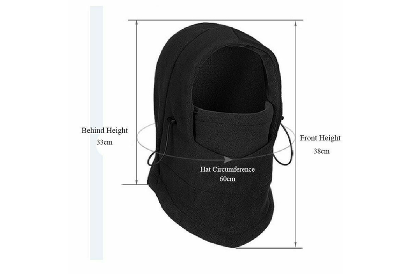 6x Windproof Thermal Fleece Balaclava Beanie Hat Full Face Mask Ski - Black