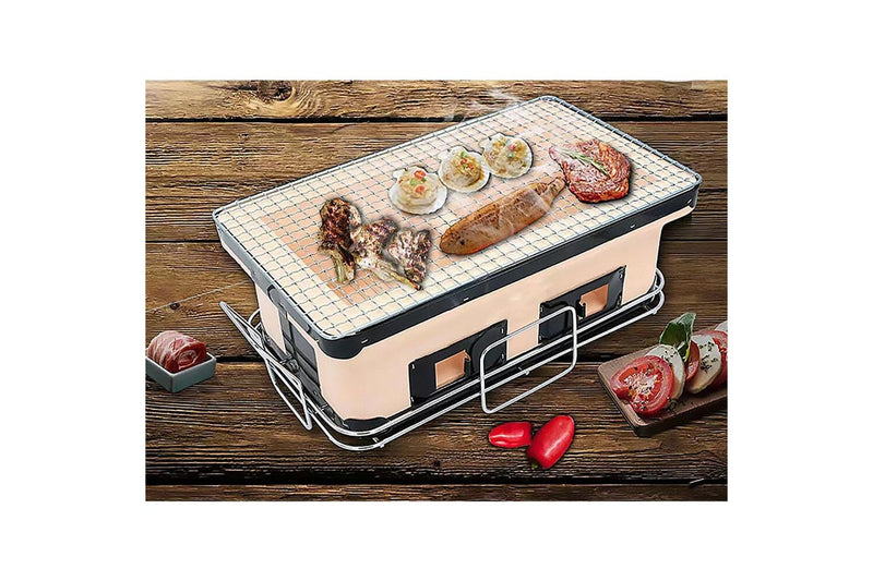 Healthy Choice 40.5cm Clay Firebox Hibachi Tabletop Dual Charcoal Grill Mini BBQ