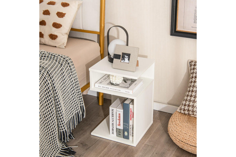 Giantex 3-Tier Modern Nightstand S-Shaped Sofa Side Table Storage Display Shelves, White