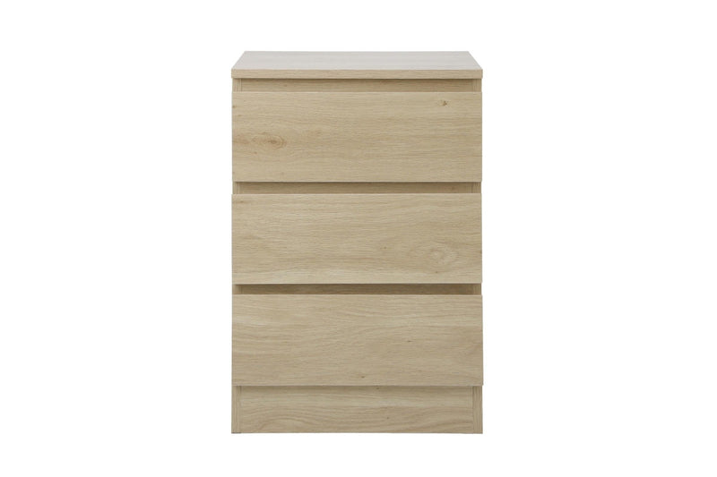 Oikiture Bedside Table 3 Drawers Natural