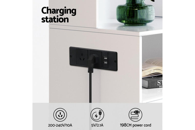 Artiss Bedside Table Nightstand Charging Station