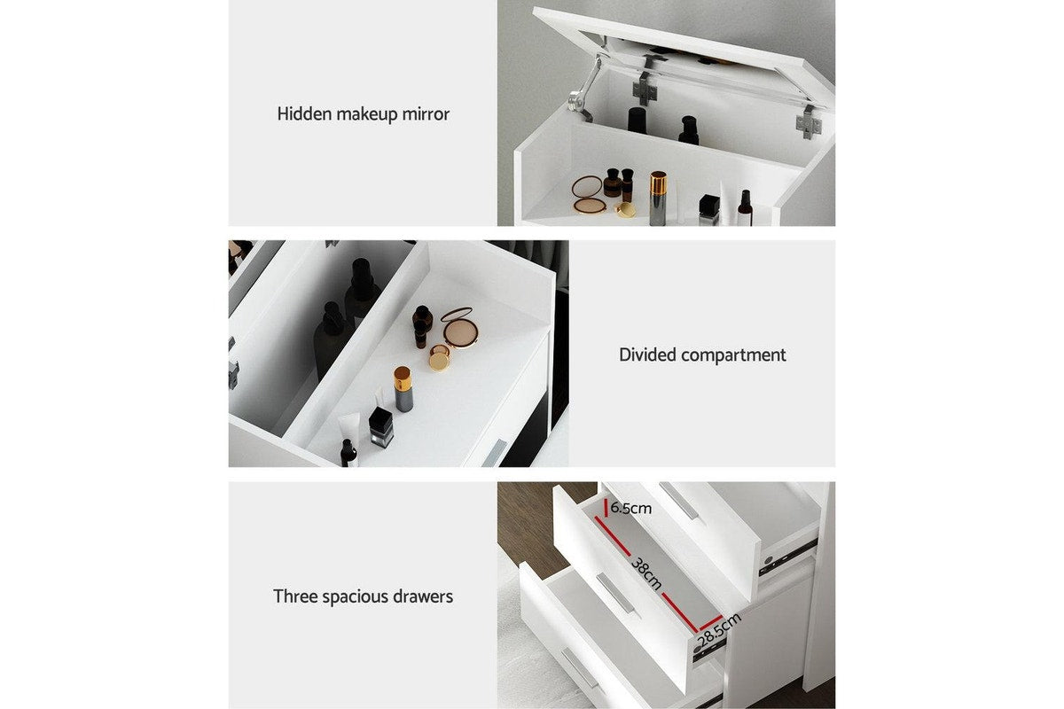 Artiss Dressing Table 2 In 1 Set Hidden Makeup Mirror Storage Drawers Bedside Tables