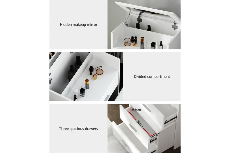 Artiss Dressing Table 2 In 1 Set Hidden Makeup Mirror Storage Drawers Bedside Tables