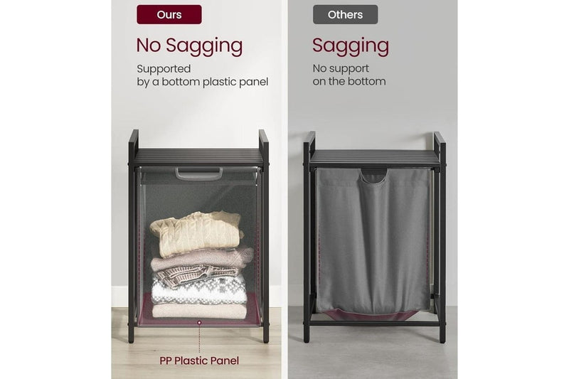 Laundry Hamper Shelf with Pull-Out Bag - 3x38L Black Gray