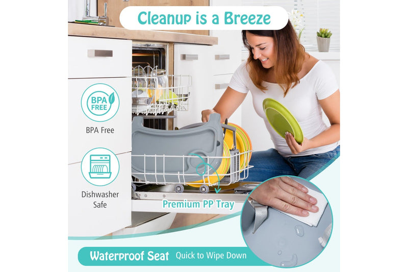 Giantex 4-in-1 Baby High Chair Foldable Infant Booster Seat Toddler Feeding Chair w/Removable Tray Grey