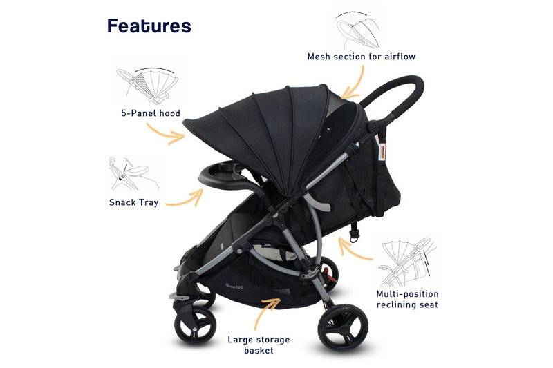 Veebee Dash Stroller with Snack Tray - Moon Shadow