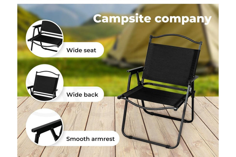 Levede Folding Camping Table Chair Set Portable Black