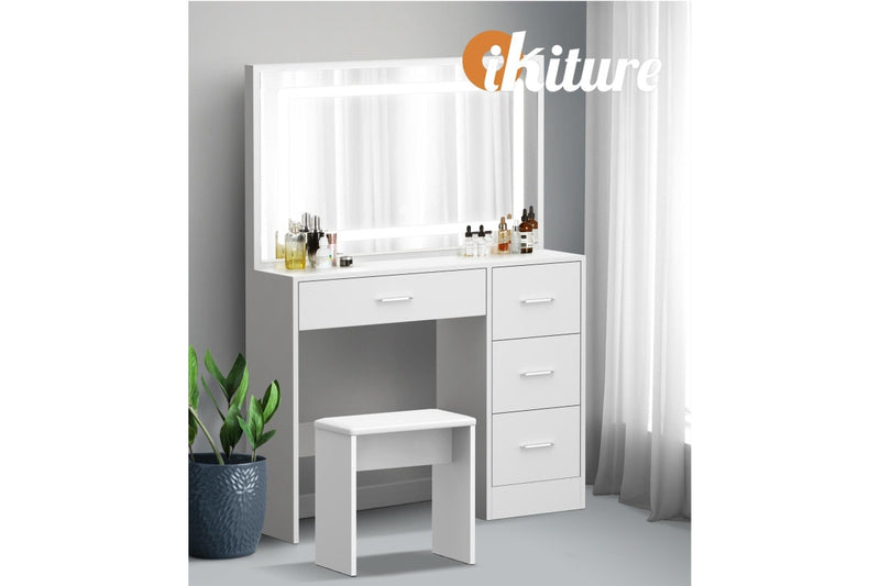 Oikiture Dressing Table Stool Set LED Light(White)