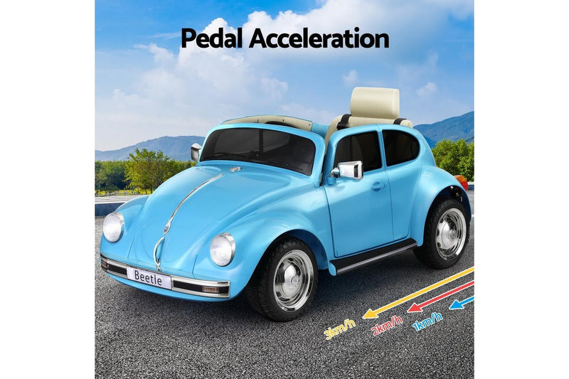 Kids Ride On Car Licensed Volkswagen Beetle Electric Toys Horn Remote 6V Blue