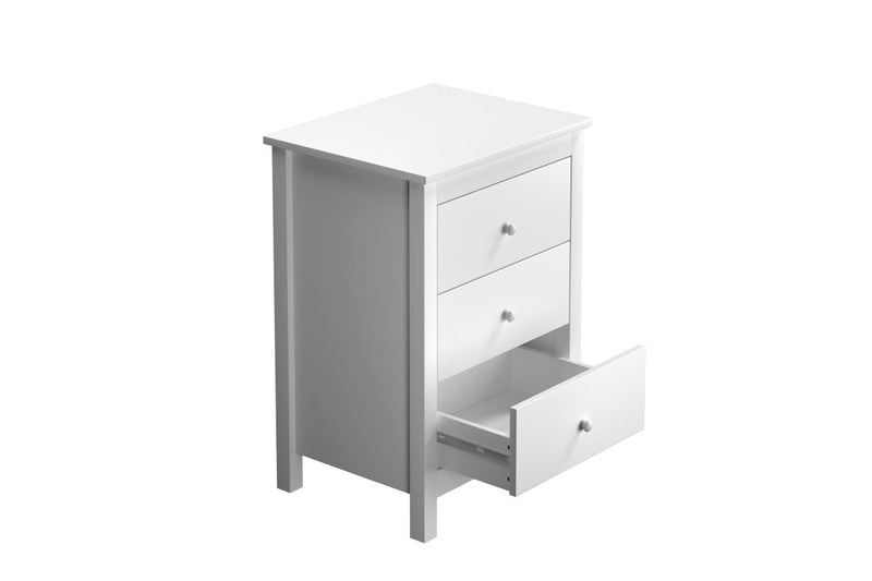 Oikiture Bedside Table Side Table 3 Drawers White