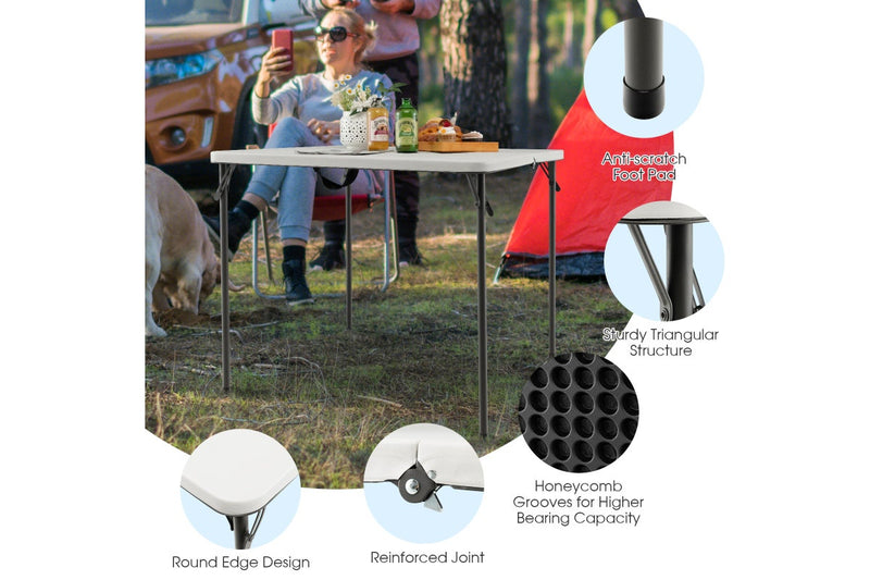 Costway Folding Camping Table Outdoor Portable Desk w/Carry Handle Picnic Hiking Fishing BBQ White