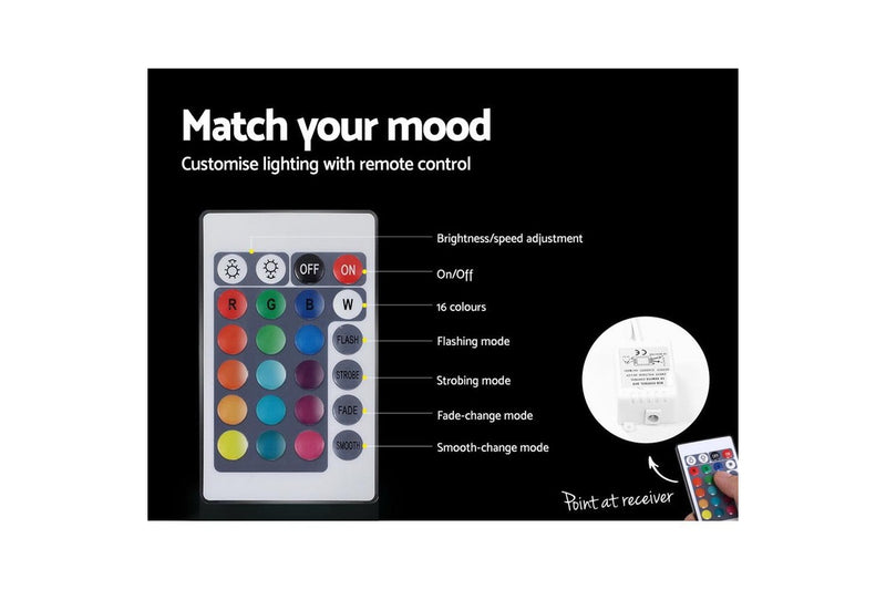 Artiss Bedside Tables LED 2 Drawers - REMI White