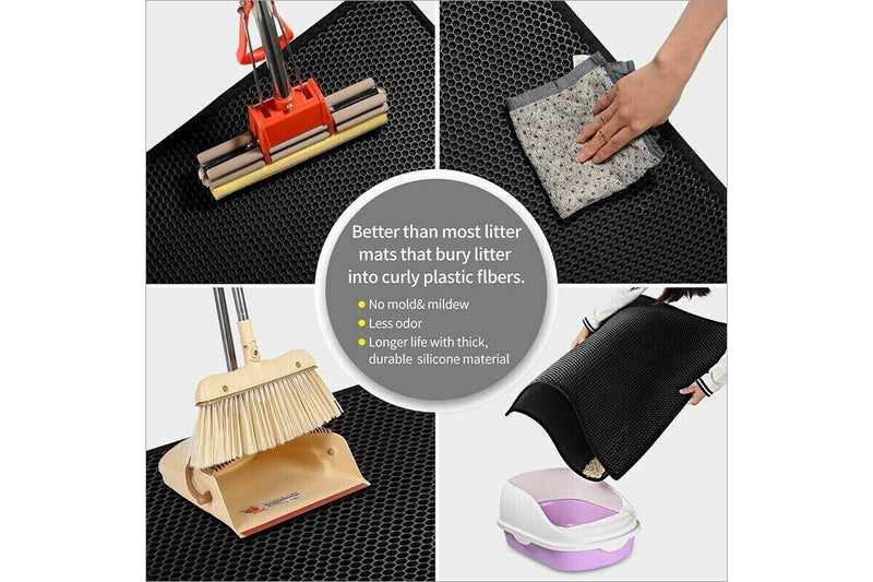 Waterproof Double-Layer Cat Litter Mat Trapper Foldable Pad Pet Rug Home L