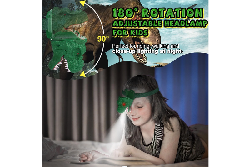 Costcom Dinosaur Headlamp for Kids with Adjustable Headband Camping Essentials