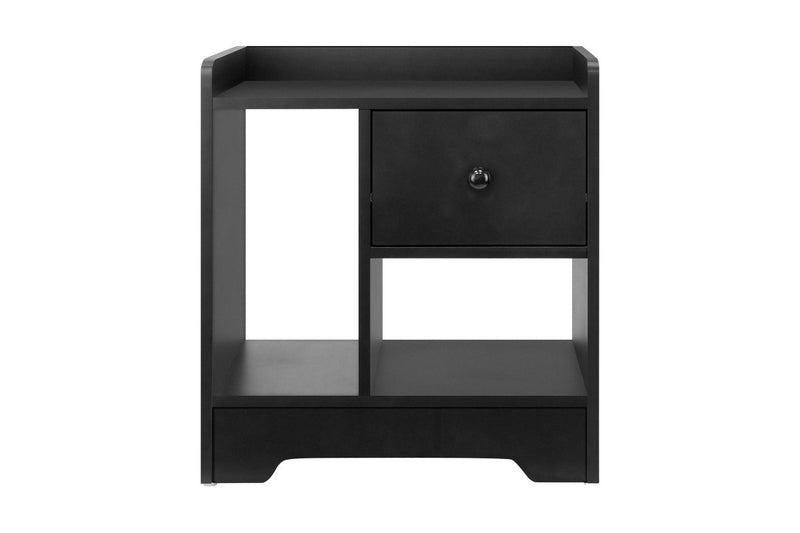 Oikiture Bedside Tables Set of 2 Nightstand Shelf Black
