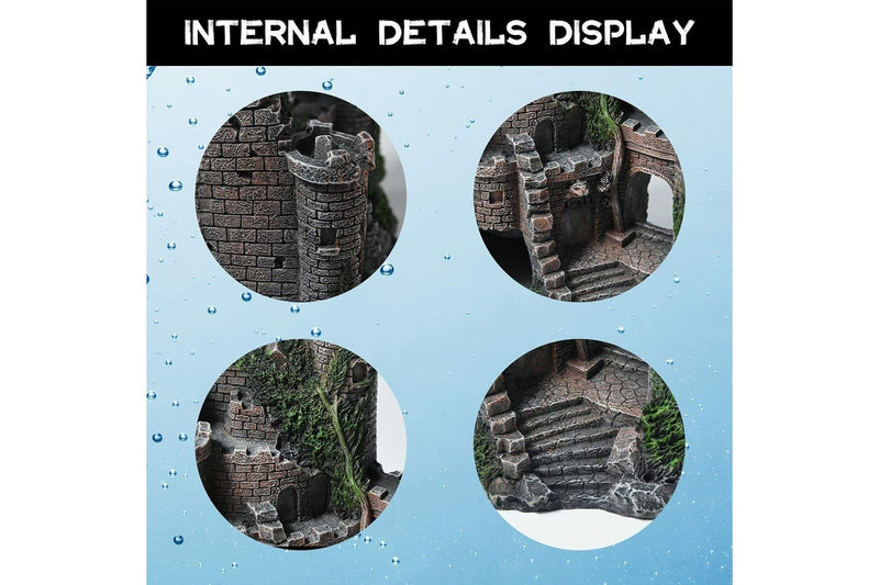 Costcom Aquarium Fish Tank Ancient Castle Tower Hide Cave Resin Building Rock Decoration