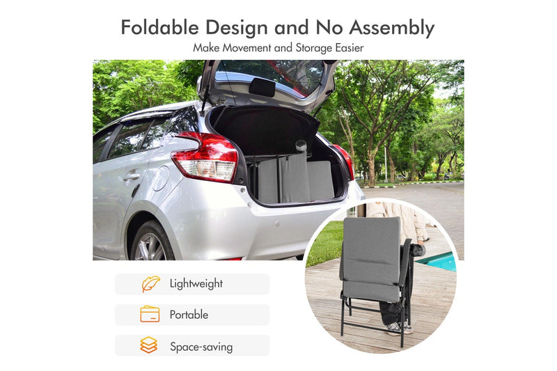 Costway Padded Folding Portable Chair Camping Dining Outdoor Beach Chair Grey