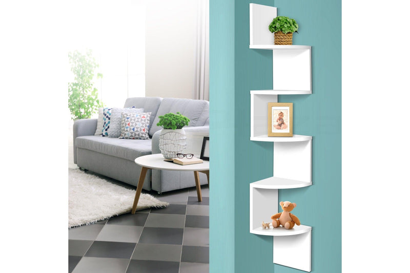 Artiss Wall Shelf Corner Floating 5-Tier White