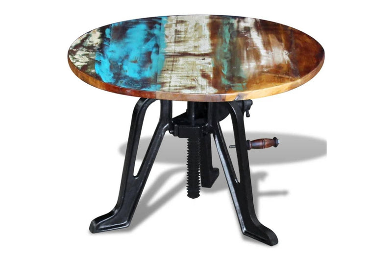 Side Table Solid Reclaimed Wood Cast Iron 60x(42-63) cm vidaXL