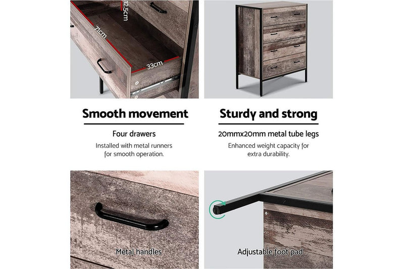 Chest of Drawers Tallboy Dresser Storage Cabinet Industrial Rustic